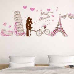 Romantic Travel Paris Eiffel Tower and Landmarks Wall Decal Sticker