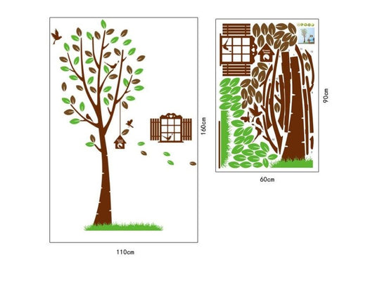 Creative Tree With Birds And Leaves Wall Sticker Decor