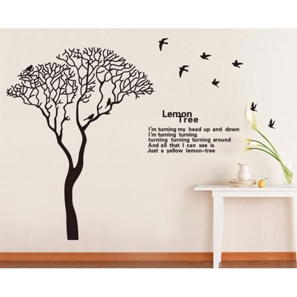 Black Lemon Tree Bird Quotes Removable Wall Sticker Decal