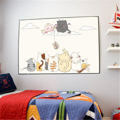 Lovely Cartoon Cute Kittens Wall Sticker, Creative PVC Wallpaper Sticker For Kid's Bed Room.