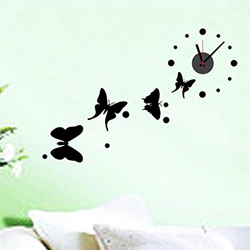 Black Butterfly Wall Clock Beautiful Sticker Clock For Home Decor.