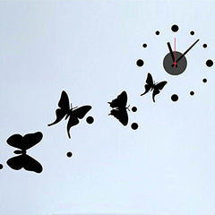 Black Butterfly Wall Clock Beautiful Sticker Clock For Home Decor.