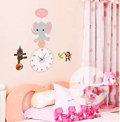 Clocks For Wall Cute Elephant Sticker With Clock For Kids Room.