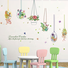 Wallpaper Sticker Plants Hanging Basket Beautiful Wall Mural, Creative PVC Wallpaper Sticker For Living Room, Kitchen, Drawing Room … Etc