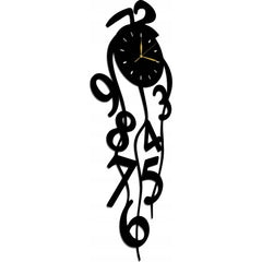 Modern Abstract Flowing Numbers Wall Clock With Pendulum Art