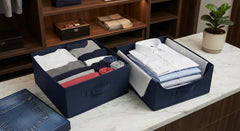 Denim Jean Print Foldable Storage Box With Lid Organizer