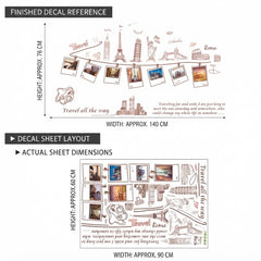 World Travel Landmarks and Photo Frames Wall Decal