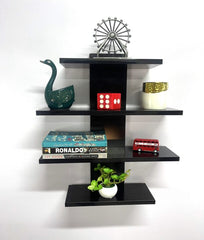Four-Tier Wall Shelf Floating Wall-Mounted Storage Rack Shelves for Bedroom, Offices, LivingRoom