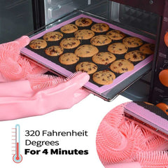 Silicone Gloves With Scrubber Multifunction Glove For Dishwashing.
