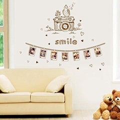 Creative Smile Camera Photo Frame Wall Sticker Decor With Hearts