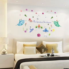The Dynasty of The Dancers Wall Sticker Colorful Dancing Girls Wall Paper PVC Removeable Wall Art Decor