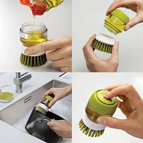 Press Type Liquid Dispensing Palm Cleaning Brush For Kitchen