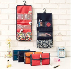 Foldable Hanging Travel Toiletry Bag With Multi Compartment Makeup Organizer
