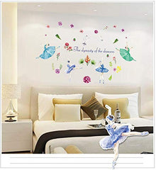 Watercolor Ballerina Dancers and Floral Wall Stickers for Room Decor