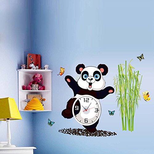 Cute Panda Bamboo Animal Wall Clock Vinyl Sticker Decal Art