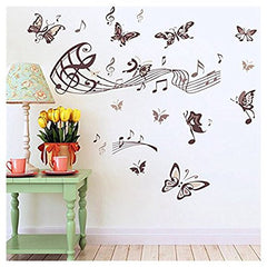 Brown Butterflies and Musical Notes Wall Sticker Decal Set
