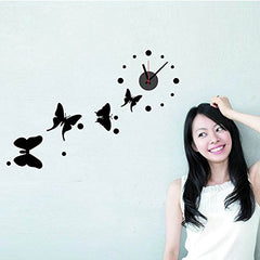 Black Butterfly Wall Clock Beautiful Sticker Clock For Home Decor.