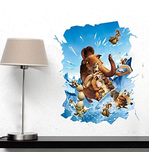 Ice Age 3D Broken Wall Sticker Manny and Scrat Decal