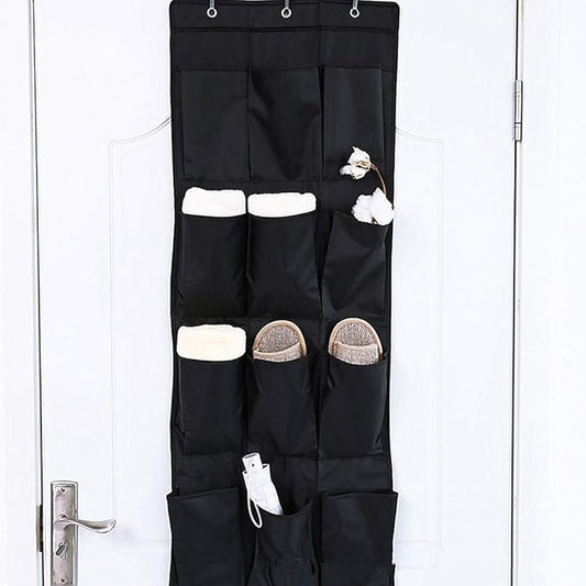 12-Pocket Hanging Shoe Organizer Over the Door Space-Saving Storage Organizer.