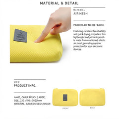 Yellow Waterproof Travel Organizer Pouch Bag For Electronics And Accessories