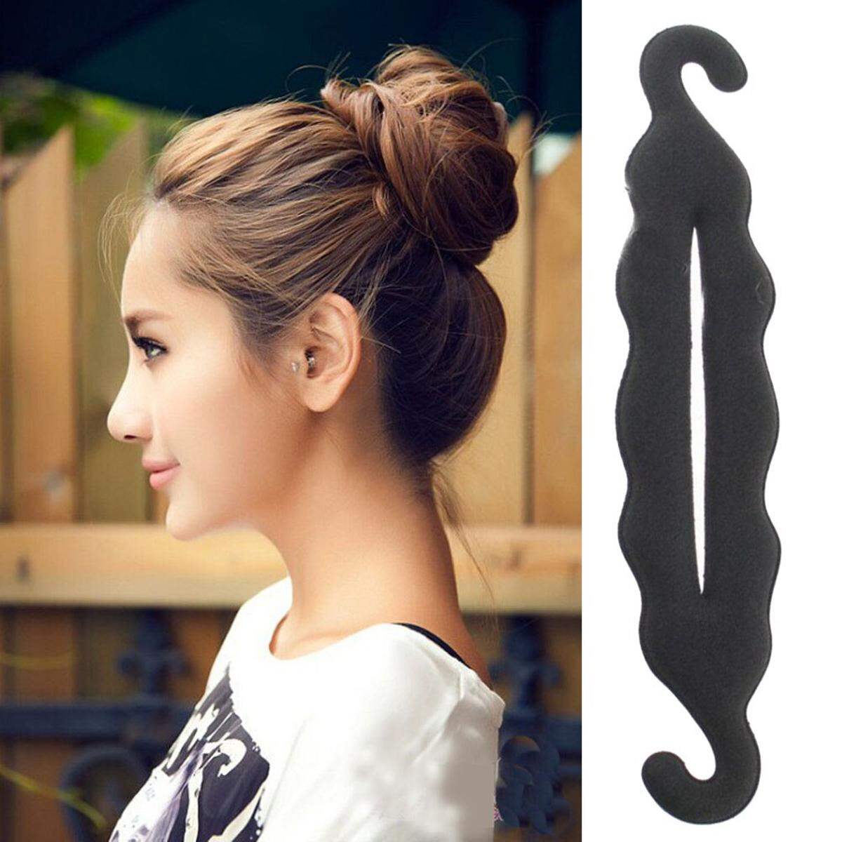 Flexible Black Plastic Hair Braiding And Bun Styling Tool