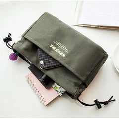 Simple Casual Canvas Drawstring Storage Bag With Inner Compartments Organizer
