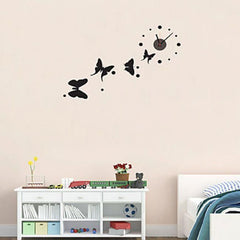 Minimalist Black Butterfly Wall Clock Sticker Art with Dots