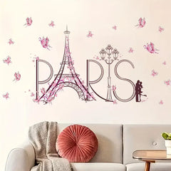 Paris Eiffel Tower Romantic Butterfly Wall Sticker Decal Vinyl Art