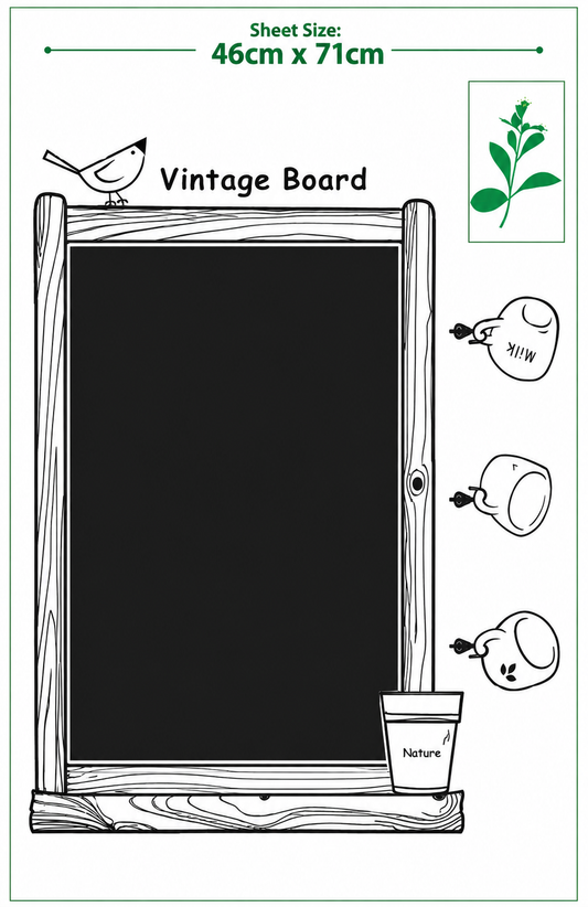 Vintage Board Picture Frame and Nature Wall Sticker Decal Set