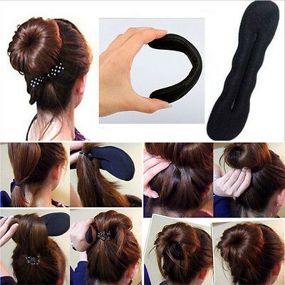 Black Sponge Hair Snap Clip Bun Maker Styling Tool