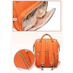 Orange Stylish Waterproof Casual Backpack with Colorful Front Pocket Design