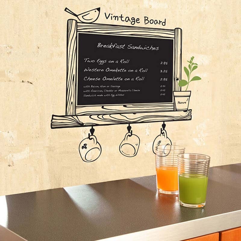 Vintage Board Picture Frame and Nature Wall Sticker Decal Set