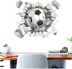 3D Breaking Wall Soccer Ball Decal Boys Room Decor