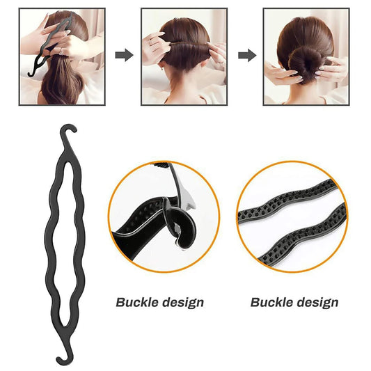 Flexible Black Plastic Hair Braiding And Bun Styling Tool
