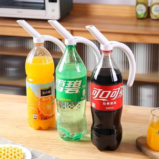 Ergonomic Plastic Bottle Handle Adapter With Built-In Pouring Spout.