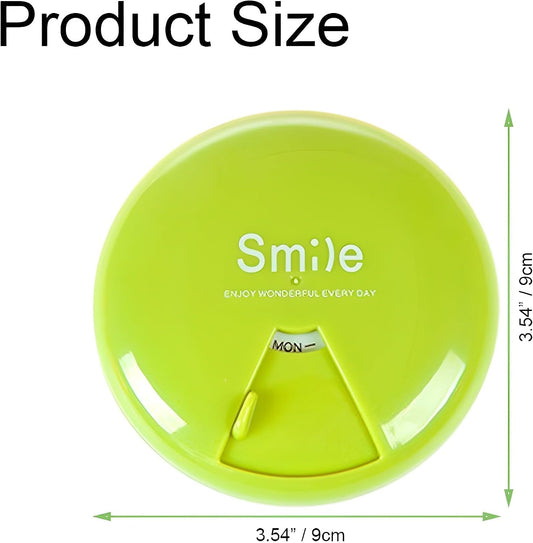 Portable Round Daily Pill Box Organizer with Compartments and Lid