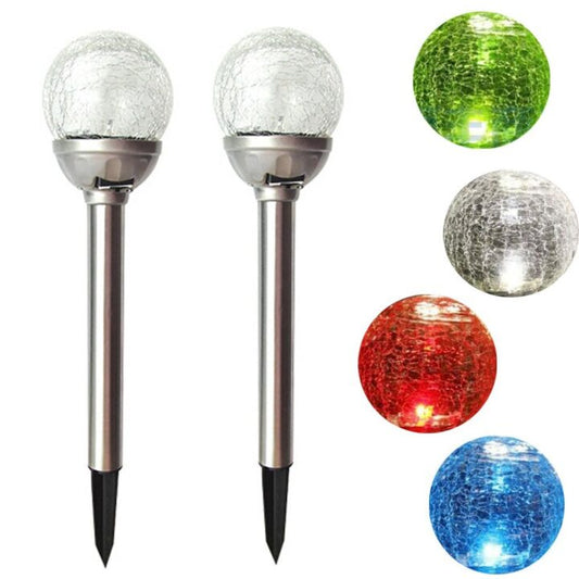 6 Color Changing Cacked Glass Solar Light Set of 2
