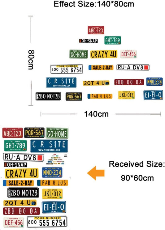 Vintage American License Plates Collage Wall Decal