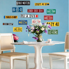 Vintage American License Plates Collage Wall Decal