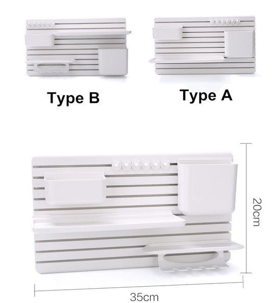 Wall-Mounted Multipurpose Storage Rack Organizer with Shelves and Hooks