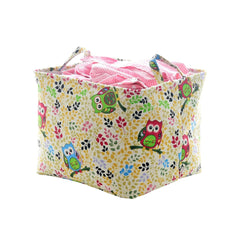 Cute Owl Print Foldable Fabric Storage Basket for Laundry Organizer