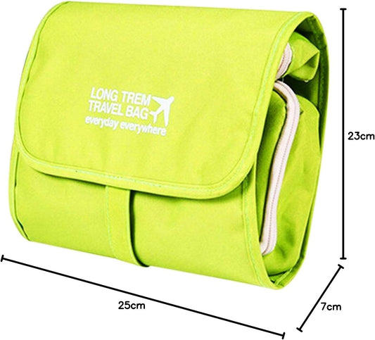 Green Foldable Travel Bag Hanging Toiletry Organizer Storage Pouch
