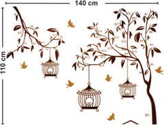 Elegant Tree Branch Bird Cage Wall Sticker for Stylish Home Decor