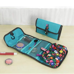 Foldable Hanging Travel Toiletry Bag With Multi Compartment Makeup Organizer