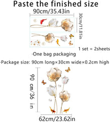 Elegant Golden Floral and Koi Fish Wall Sticker Decal Set