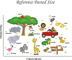 Jungle Safari Animal Wall Stickers for Kids’ Rooms – Removable Nursery Decals