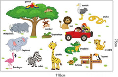 Jungle Safari Animal Wall Stickers for Kids’ Rooms – Removable Nursery Decals