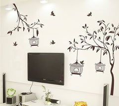 Elegant Tree Branch Bird Cage Wall Sticker for Stylish Home Decor