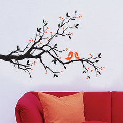 Black Tree Branch with Love Birds Removable Wall Sticker Decal