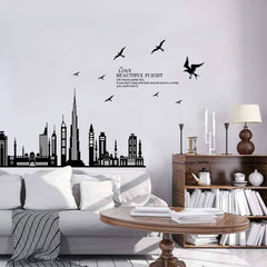 Dubai Buildings Wall Sticker Black Architectural Wall Paper PVC Removeable Wall Art Decor
